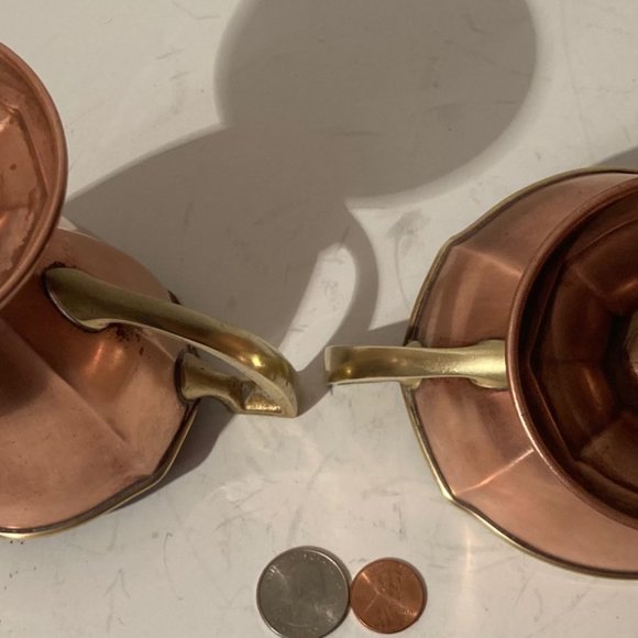 2 Vintage Copper and Brass Metal Containers, Sugar, Crea, Manning Bowman Co. - Picture 3 of 7